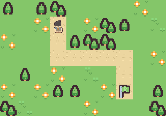 Level 10 — a winding path from a dead end to the flag